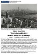 The Intolerable City: Must It Keep On Growing PDF file