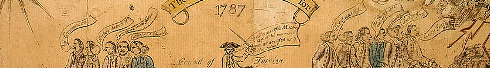 Amos Doolittle, The Looking Glass for 1787, engraving, cartoon on the Connecticut ratification debates, 1787