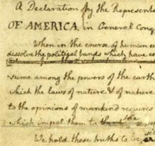 Thomas Jefferson, manuscript draft of the Declaration of Independence, June 1776 Thomas Jefferson, manuscript draft of the Declaration of Independence, June 1776
